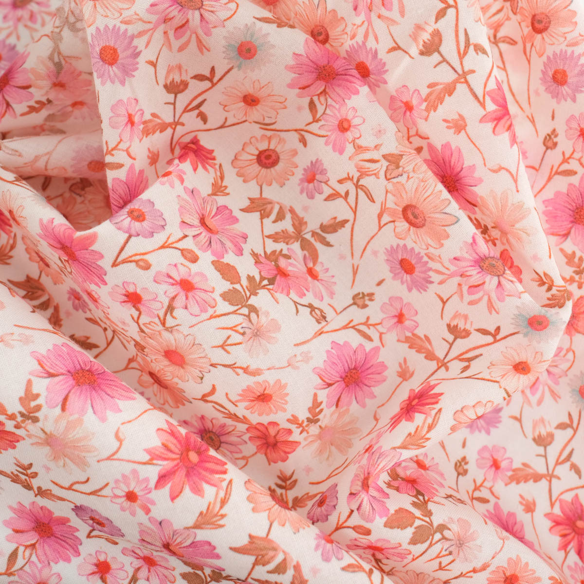 Voile de Coton Mila Fleur Vintage Rose - MAISON KLEM